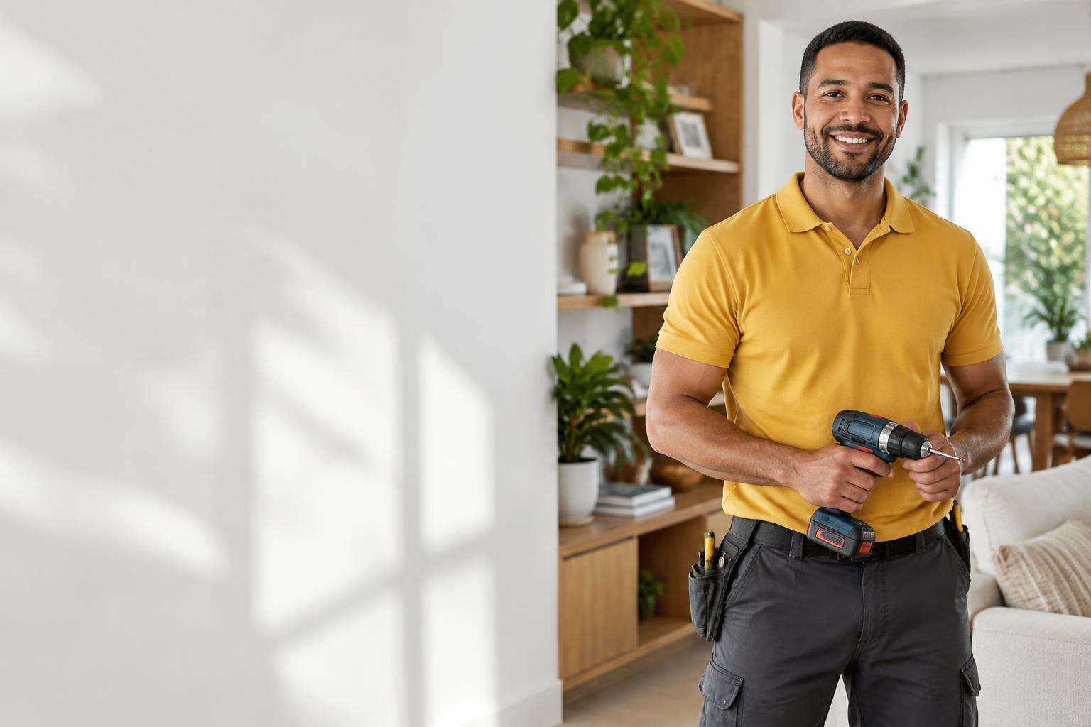 Profissional de manutenção residencial em uma casa